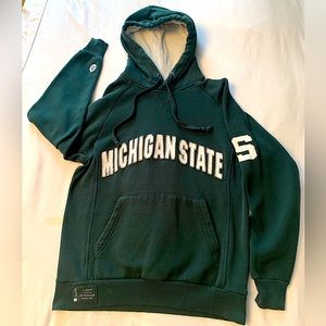 Michigan State Spartan Hoodie Pull-Over Sweat Shirt Classic Embroided LettersS/M